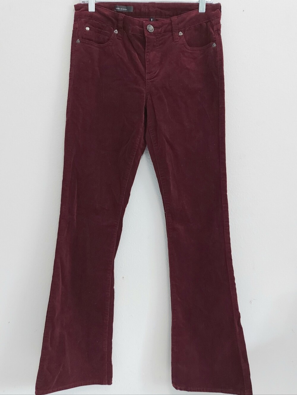KUT From The Kloth Karen Baby Bootcut Fine Corduroy Pants in Wine Size 8
